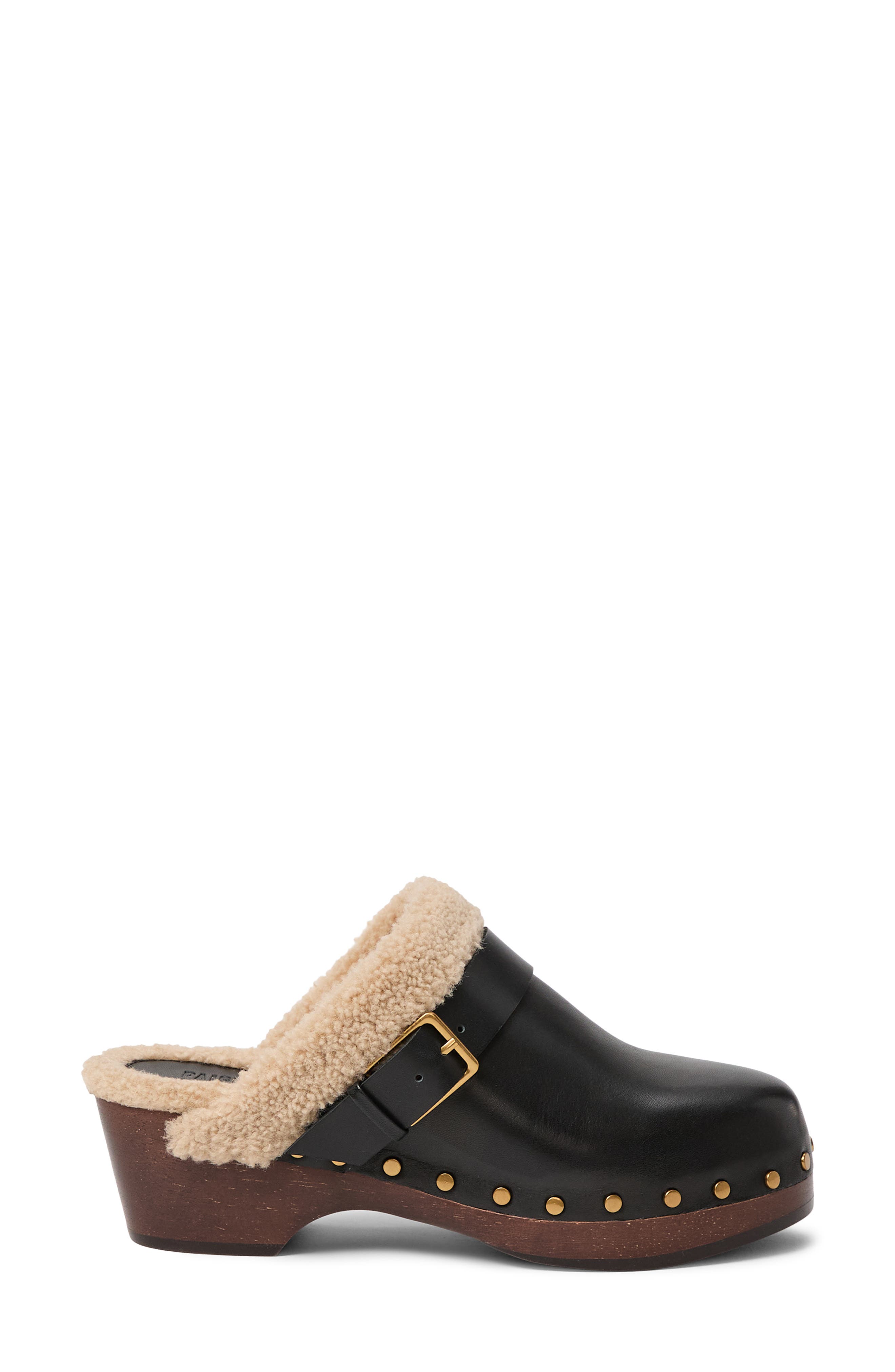 PAIGE Helena Faux Shearling Clog, Alternate, color, Black