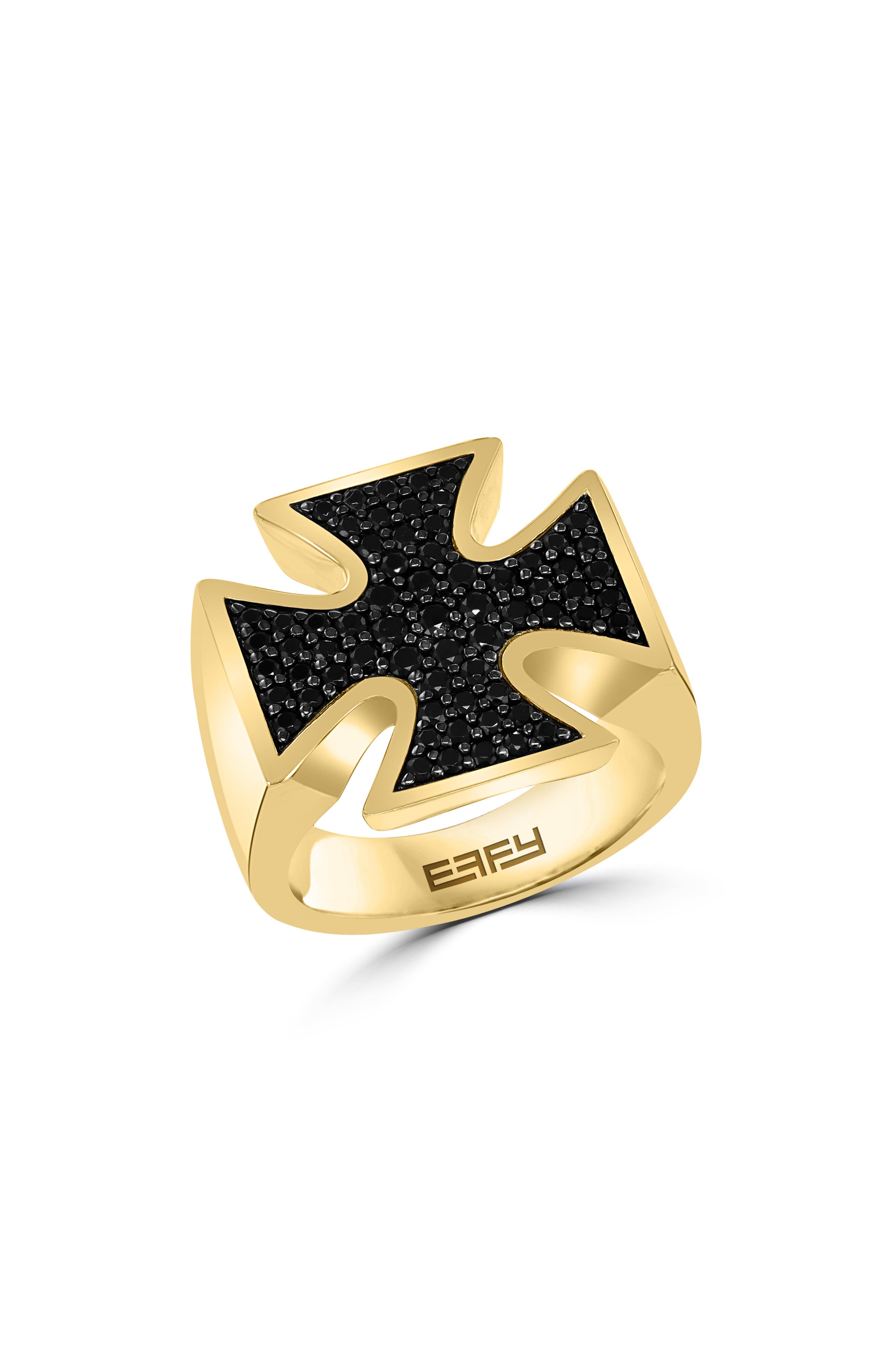 EFFY Black Spinel Cross Ring