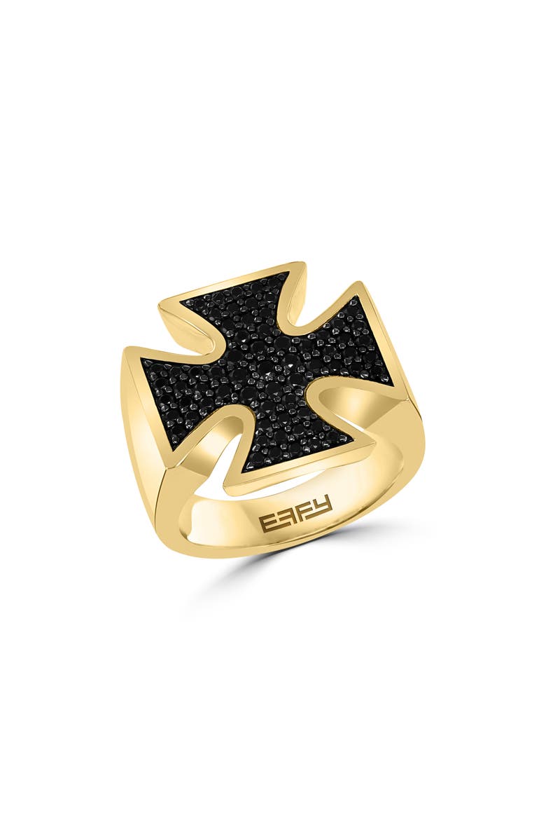 Black Spinel Cross Ring, Main, color, BLACK