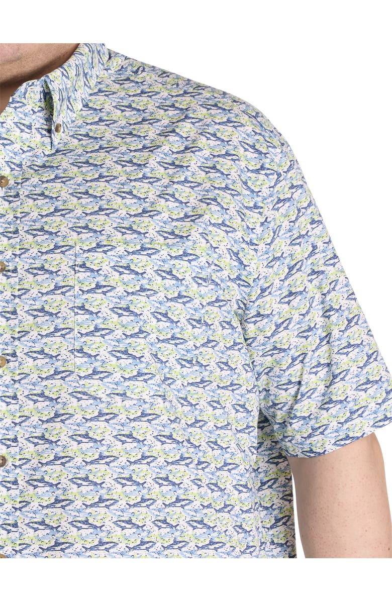 Harbor Bay by DXL Big & Tall Easy-Care Shark Print Sport Shirt, Alternate, color, 