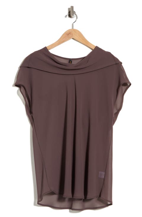 Cowl Neck Scarf Detail Sheer Top