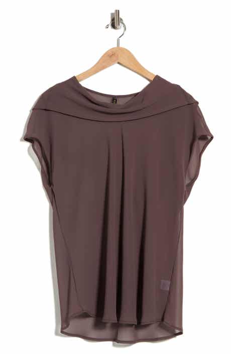 Cowl Neck Scarf Detail Sheer Top