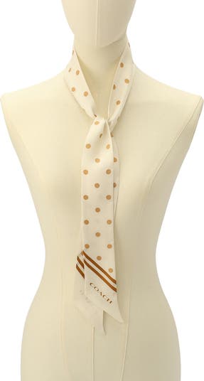 Polka Dot Silk Skinny Scarf