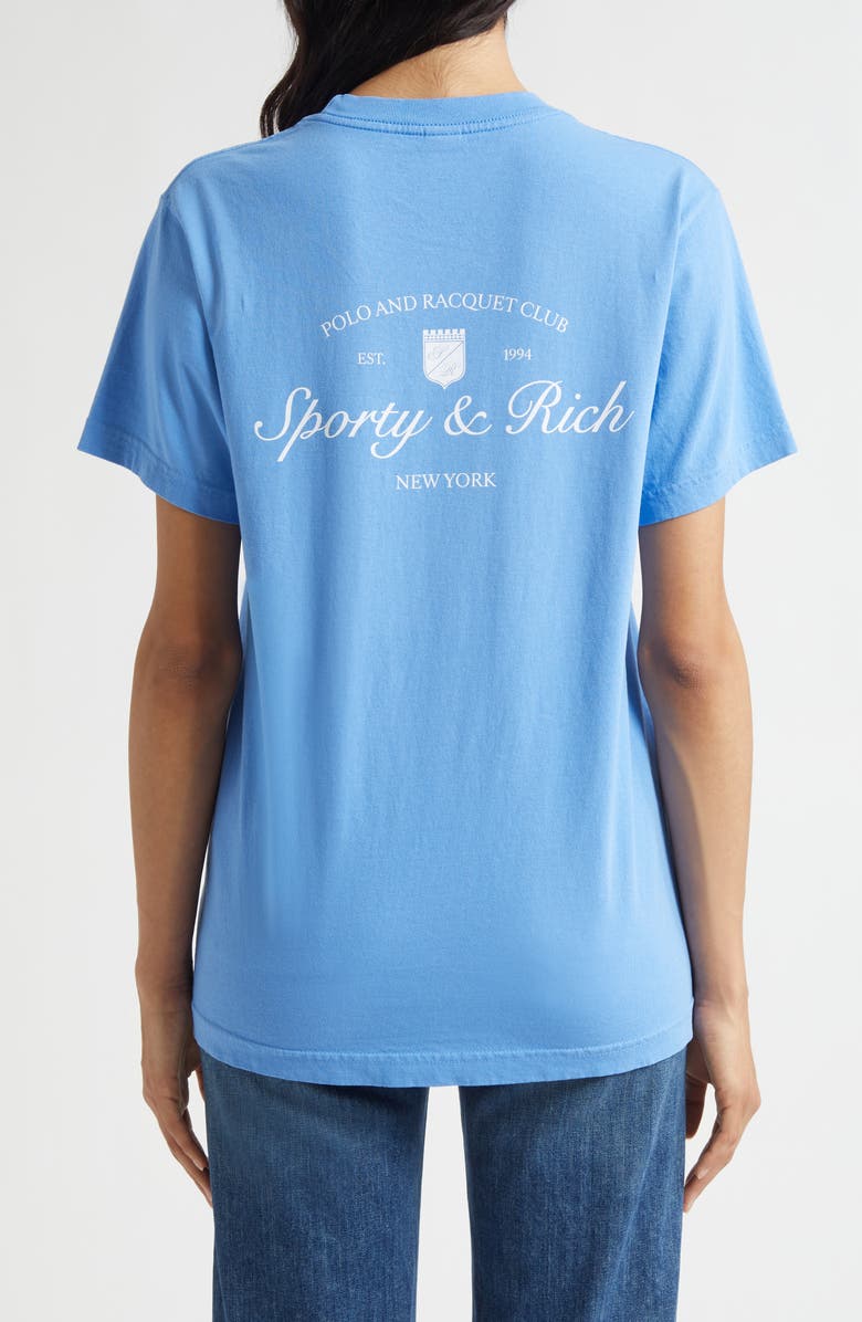 Sporty & Rich Gender Inclusive Syracuse Graphic T-Shirt, Alternate, color, Flax Blue