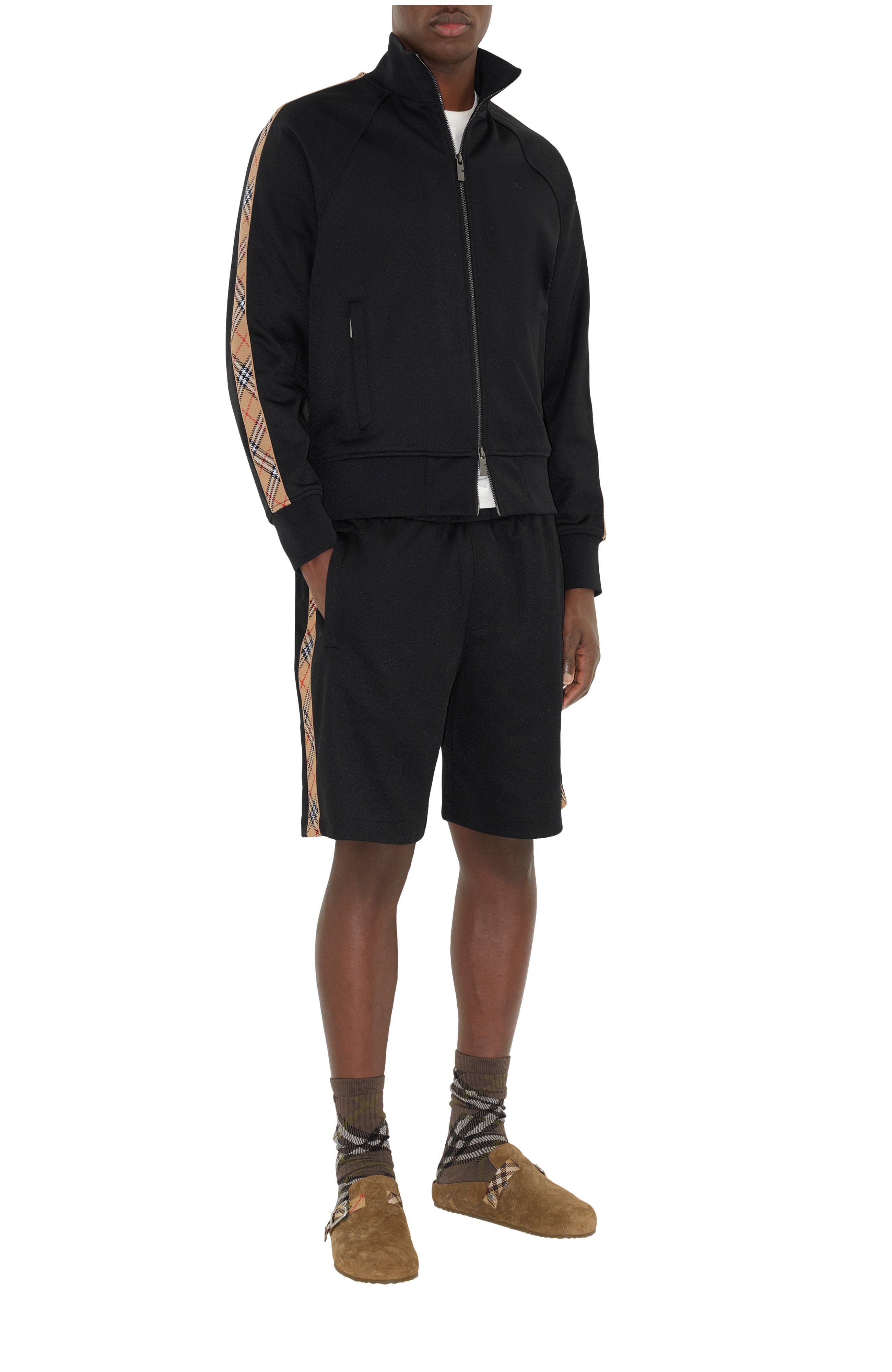Check Trim Cotton Blend Track Jacket