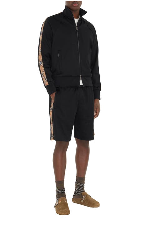 Check Trim Cotton Blend Track Jacket