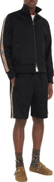 Burberry Check Trim Cotton Blend Track Jacket