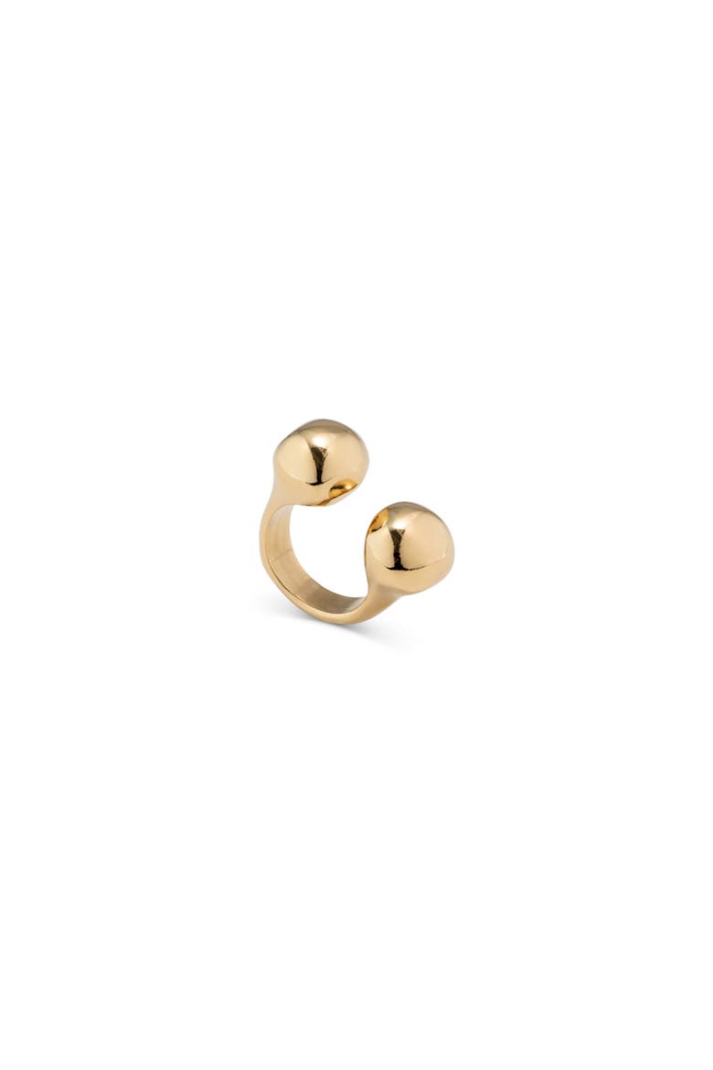 Open Ring with Two Beads, Main, color, Gold