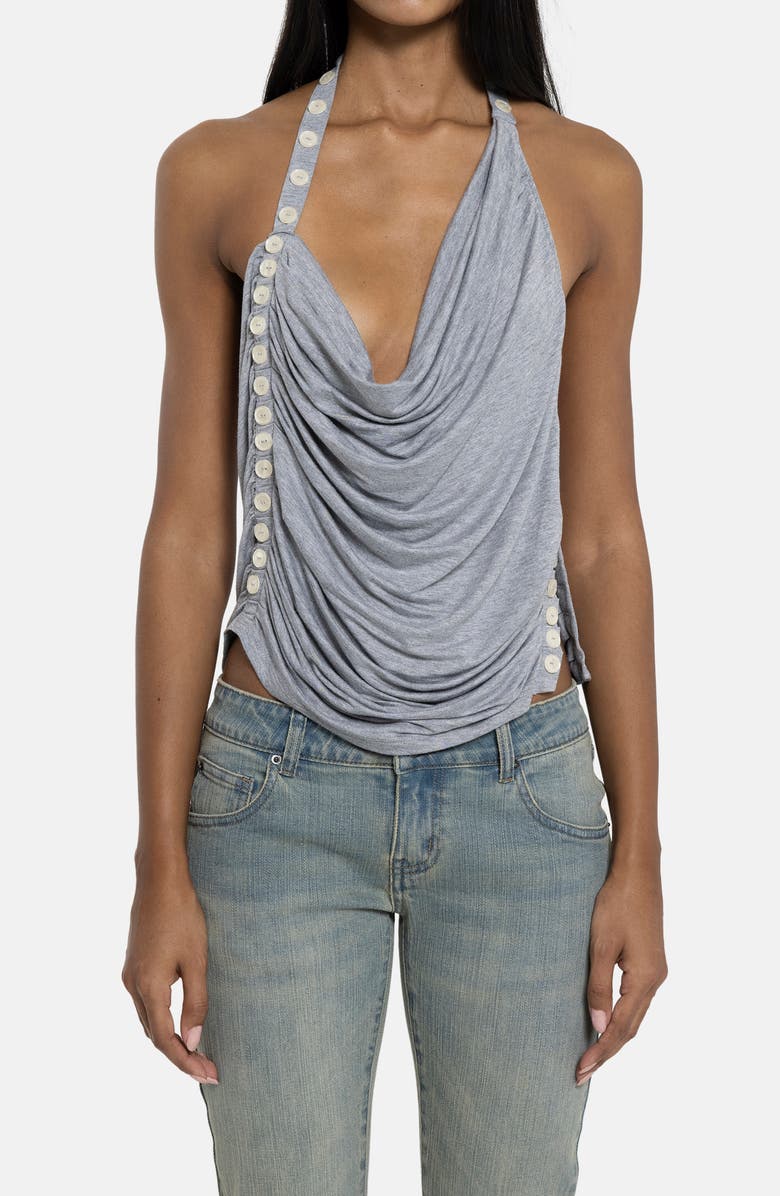 JADED LONDON Button Drape Halter Top, Main, color, Grey