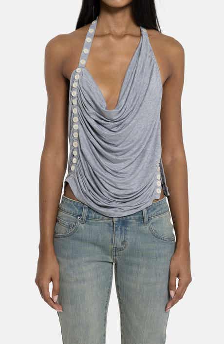 Button Drape Halter Top