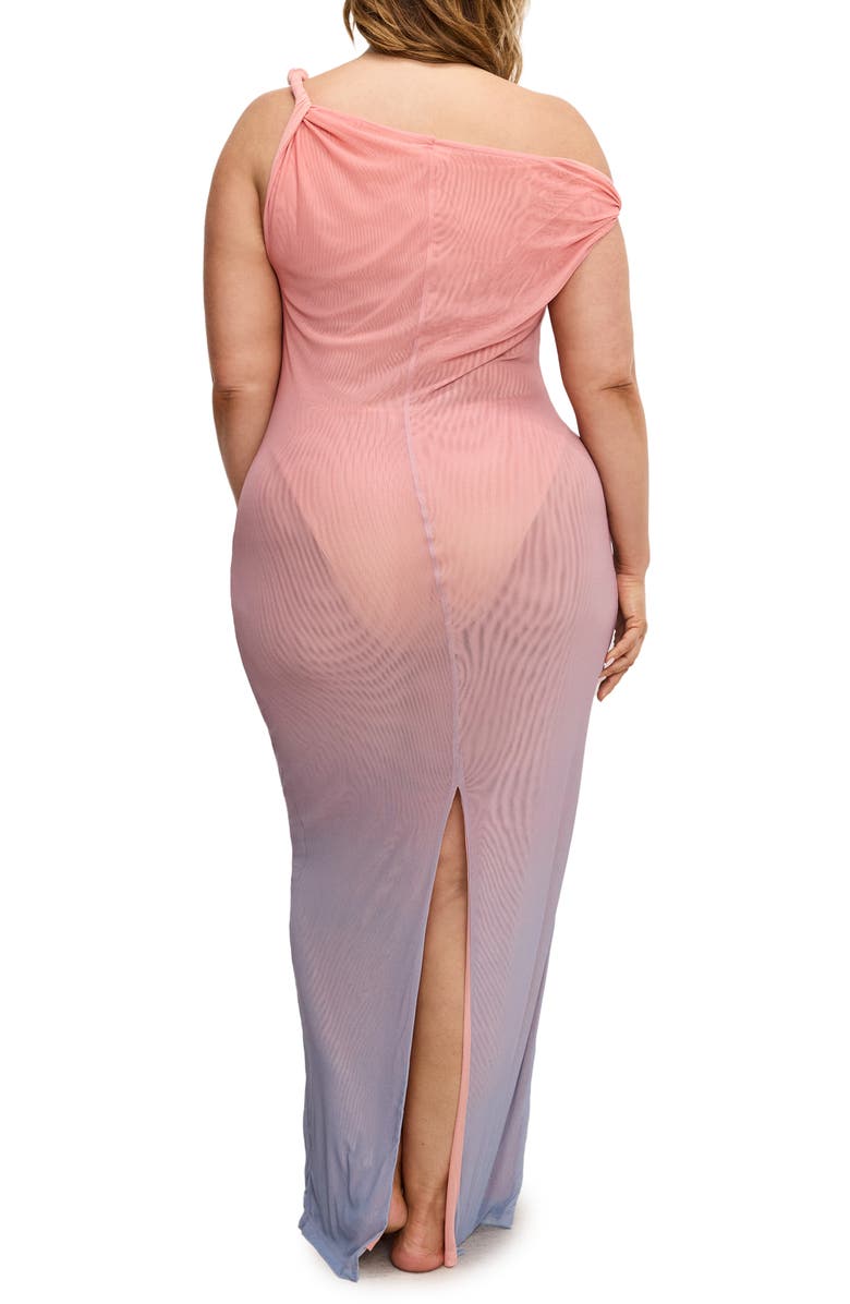 Good American Mesh Twist Cover-Up Maxi Dress, Alternate, color, Sunset Gradient004