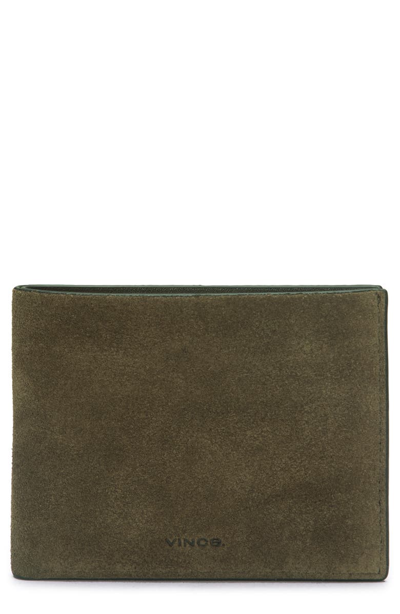 Vince Suede Bifold Wallet, Main, color, Driver Green