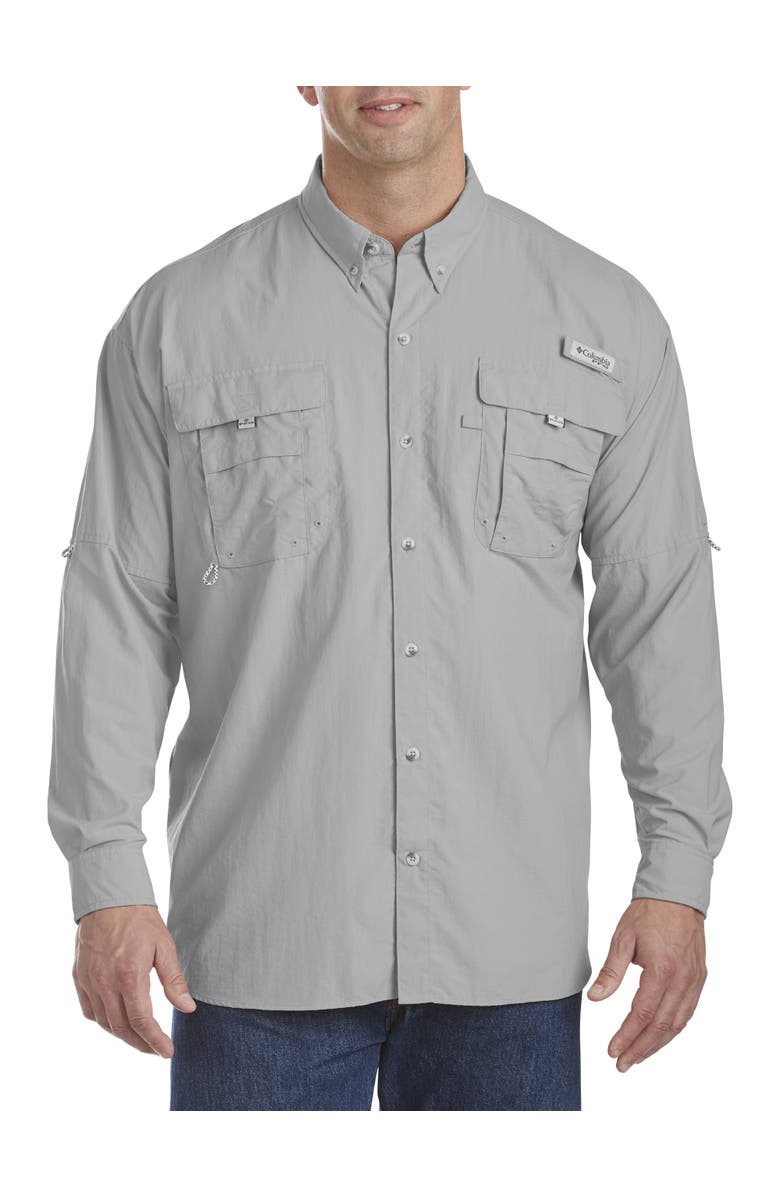 Columbia Big & Tall PFG Bahama II Long-Sleeve Sport Shirt, Main, color, Cool Grey