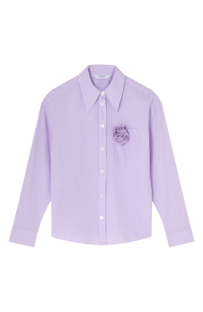 LK Bennett Pip Stripe Corsage Button-Up Shirt, Alternate, color, Purple