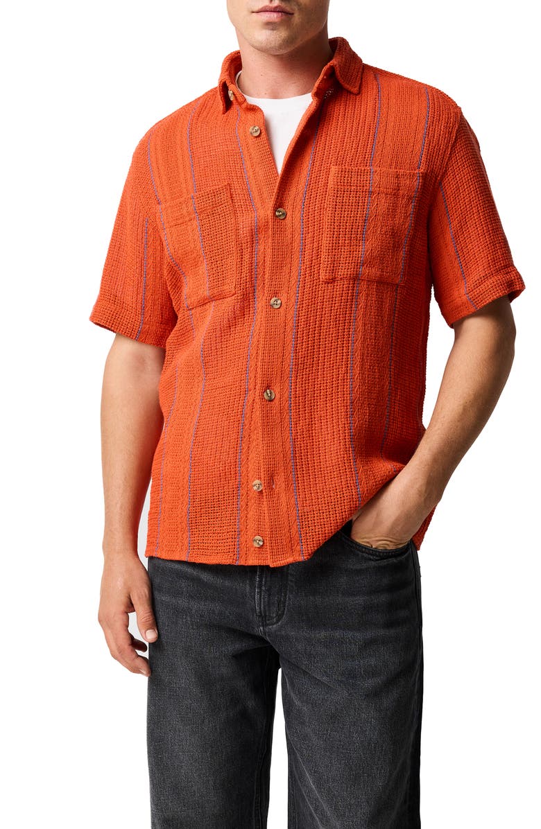 Rodd & Gunn Point Break Short Sleeve Button-Up Shirt, Main, color, Tangerine