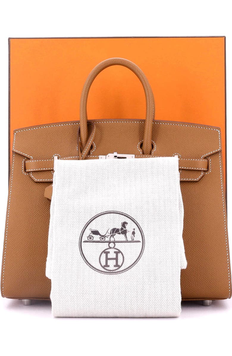 Pre-Owned Hermes Birkin Sellier Bag Brown Epsom with Palladium Hardware 25, Alternate, color, Gold