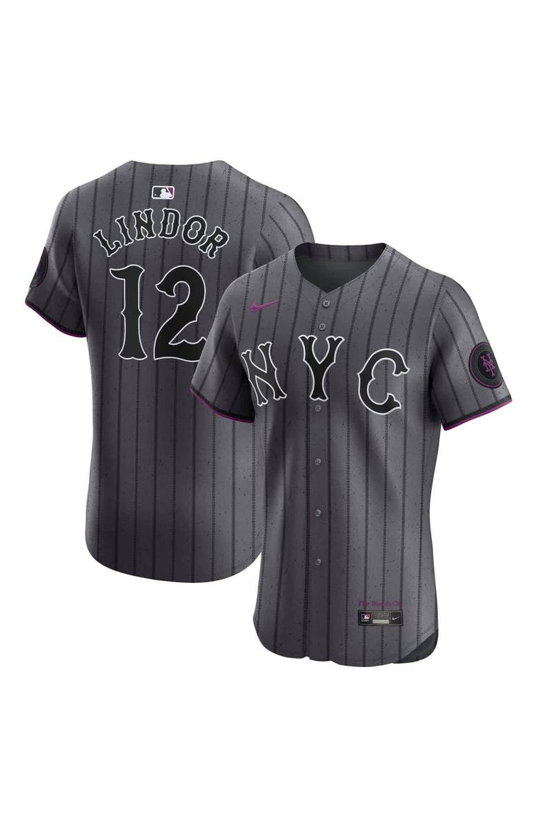 Nike Men's Nike Francisco Lindor Gray New York Mets City Connect Elite Jersey, Alternate, color, Gray