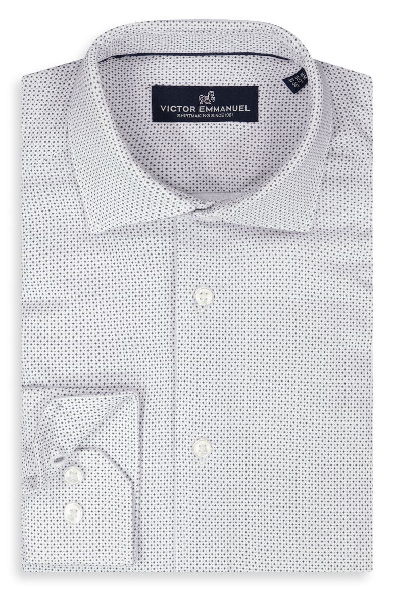 Regular Fit Geometric Print Knit Cotton Dress Shirt, Alternate, color, WHITE