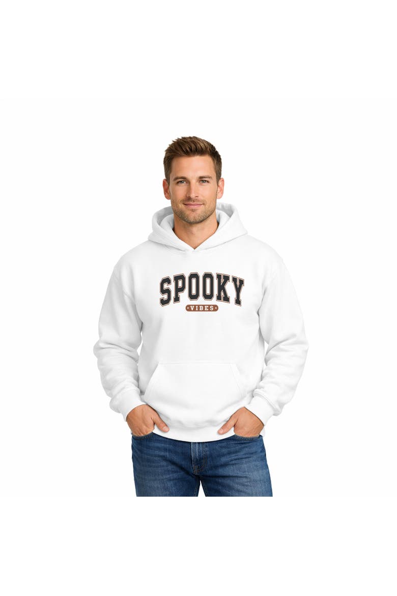 Varsity Spooky Vibes Hoodie, Main, color, White