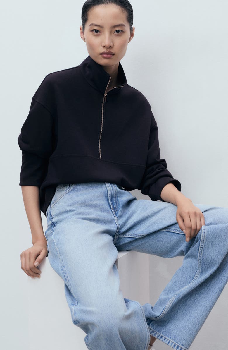 MANGO Half Zip Sweatshirt, Alternate, color, Navy