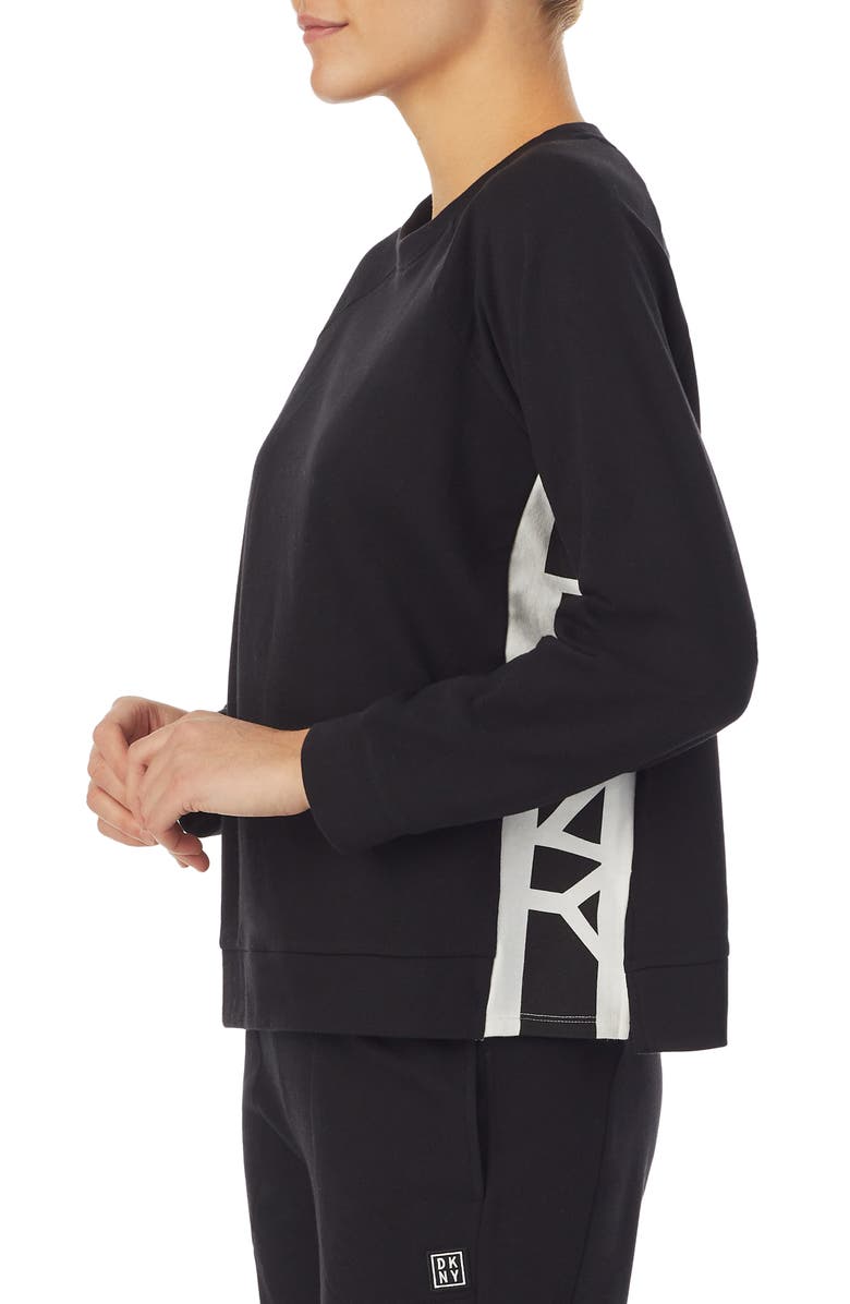 DKNY Long Sleeve Logo Pajama Top, Alternate, color,