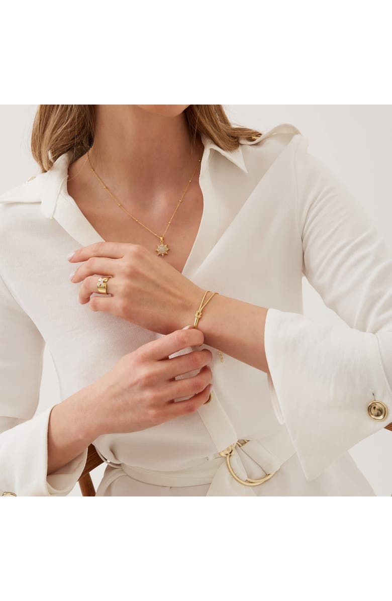 Spero London Sterling Silver Snake Chain Knot Bracelet, Alternate, color, Gold