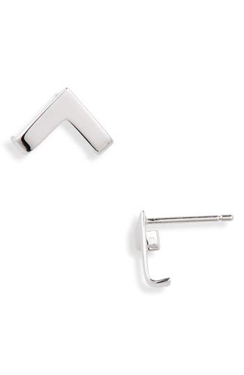 Lana 14k White Gold Wrapped Cuff Stud Earrings In Silver