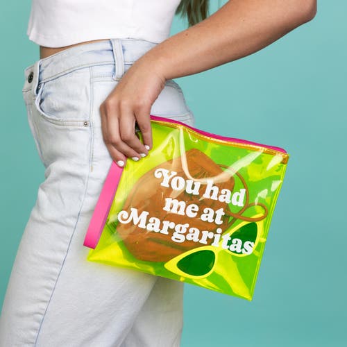 Totalee Gift Margaritas Clear Wristlet Bag Plastic Yellow In Yellow