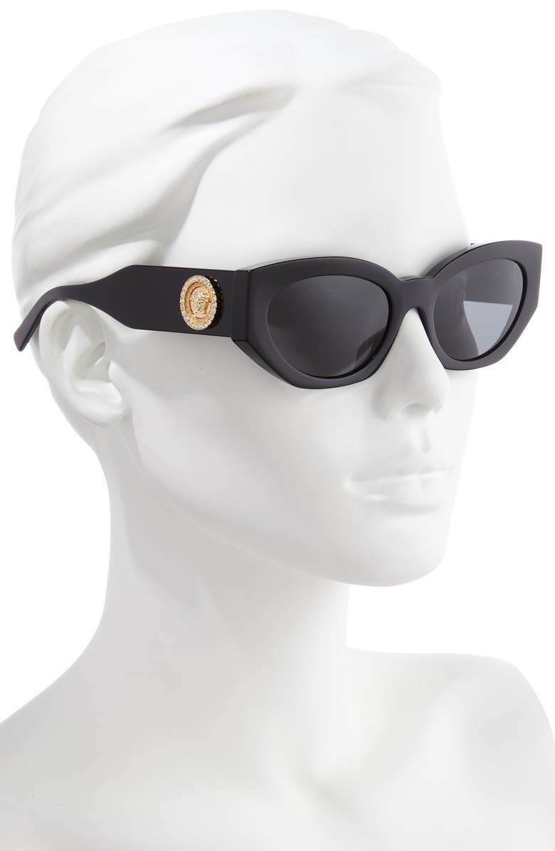 Versace 54mm Cat Eye Sunglasses, Alternate, color, Black