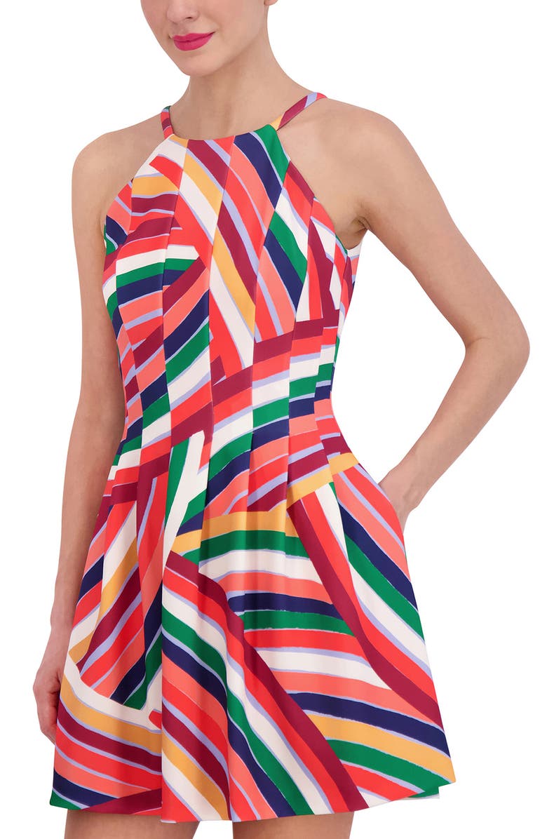 Vince Camuto Halter Neck Fit & Flare Dress, Alternate, color,