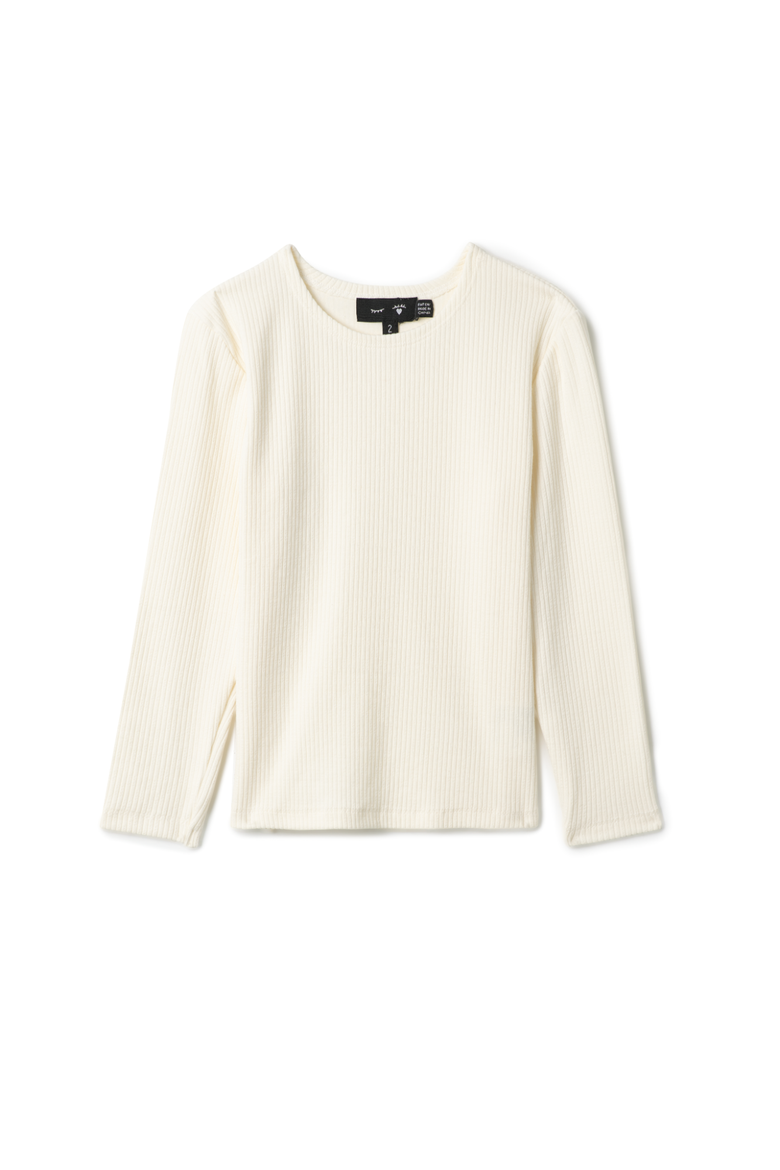 Girls Pointelle Rib Long-Sleeve Top, Alternate, color, Off White