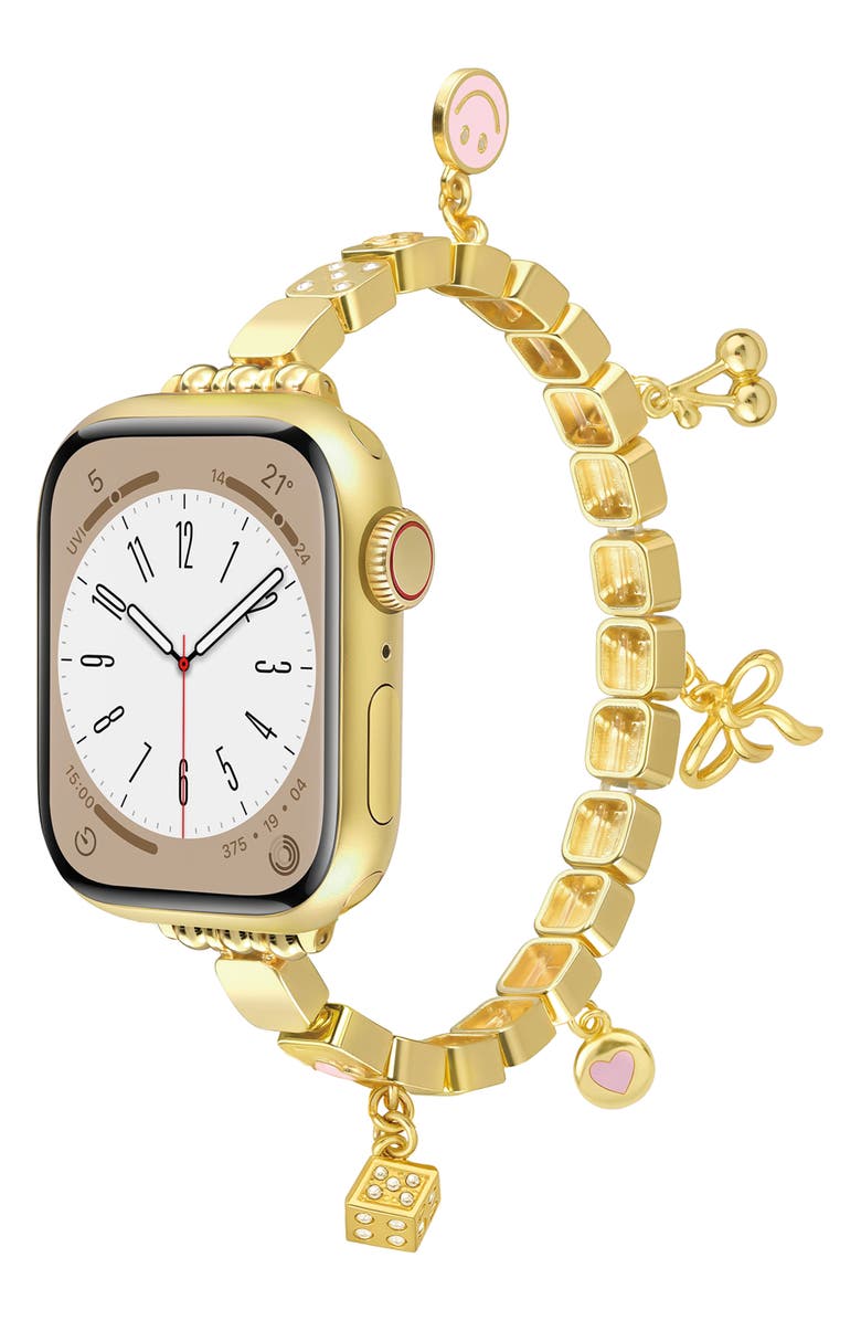 BCBG Charm Link Apple Watch<sup>®</sup> Watchband, Alternate, color, Gold