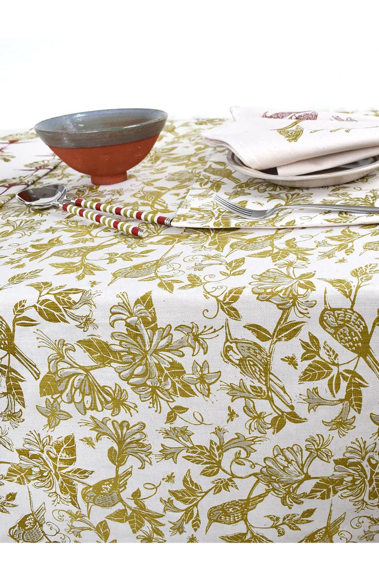 FRENCH HOME Honeysuckle Botanical Tablecloth, Alternate, color, Chartreuse