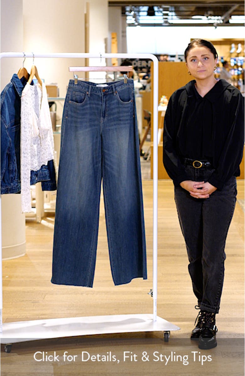 Raw Hem High Waist Super Wide Leg Jeans, sales video thumbnail
