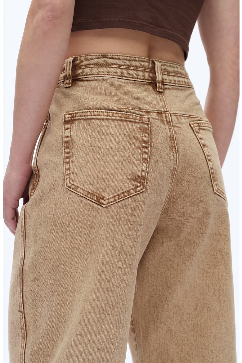 Exposed Button High Waist Barrel Jeans, Alternate, color, KHAKI