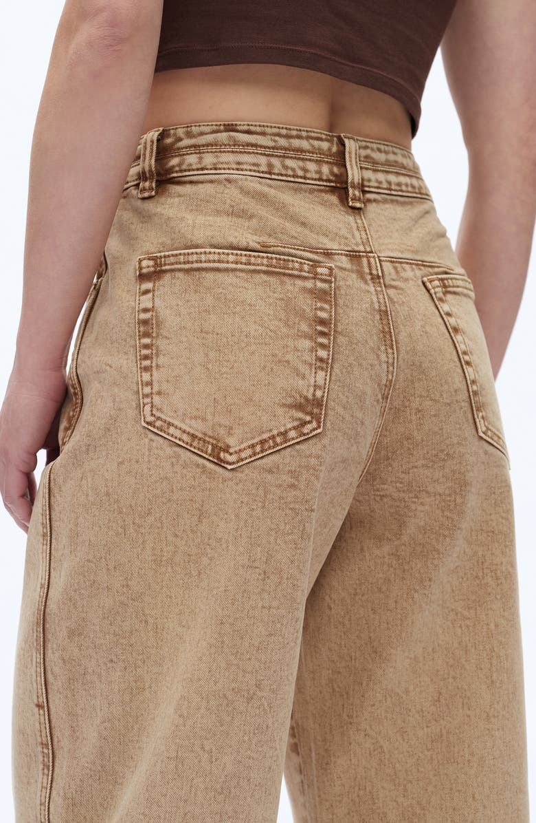 Bayeas Exposed Button High Waist Barrel Jeans, Alternate, color, Khaki