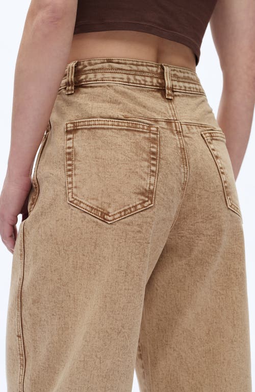 Bayeas Exposed Button High Waist Barrel Jeans In Brown