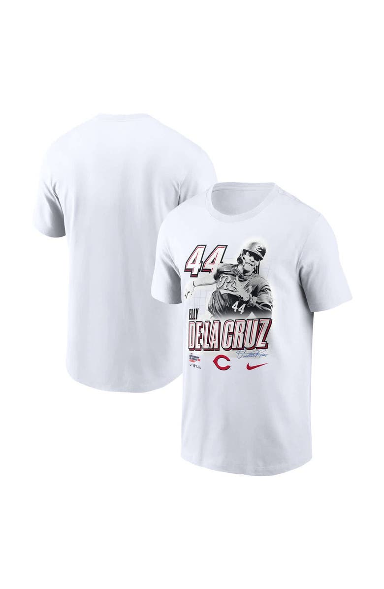 Nike Men's Nike Elly De La Cruz White Cincinnati Reds 2025 MLB Speedway Classic Player Graphic T-Shirt, Alternate, color, 