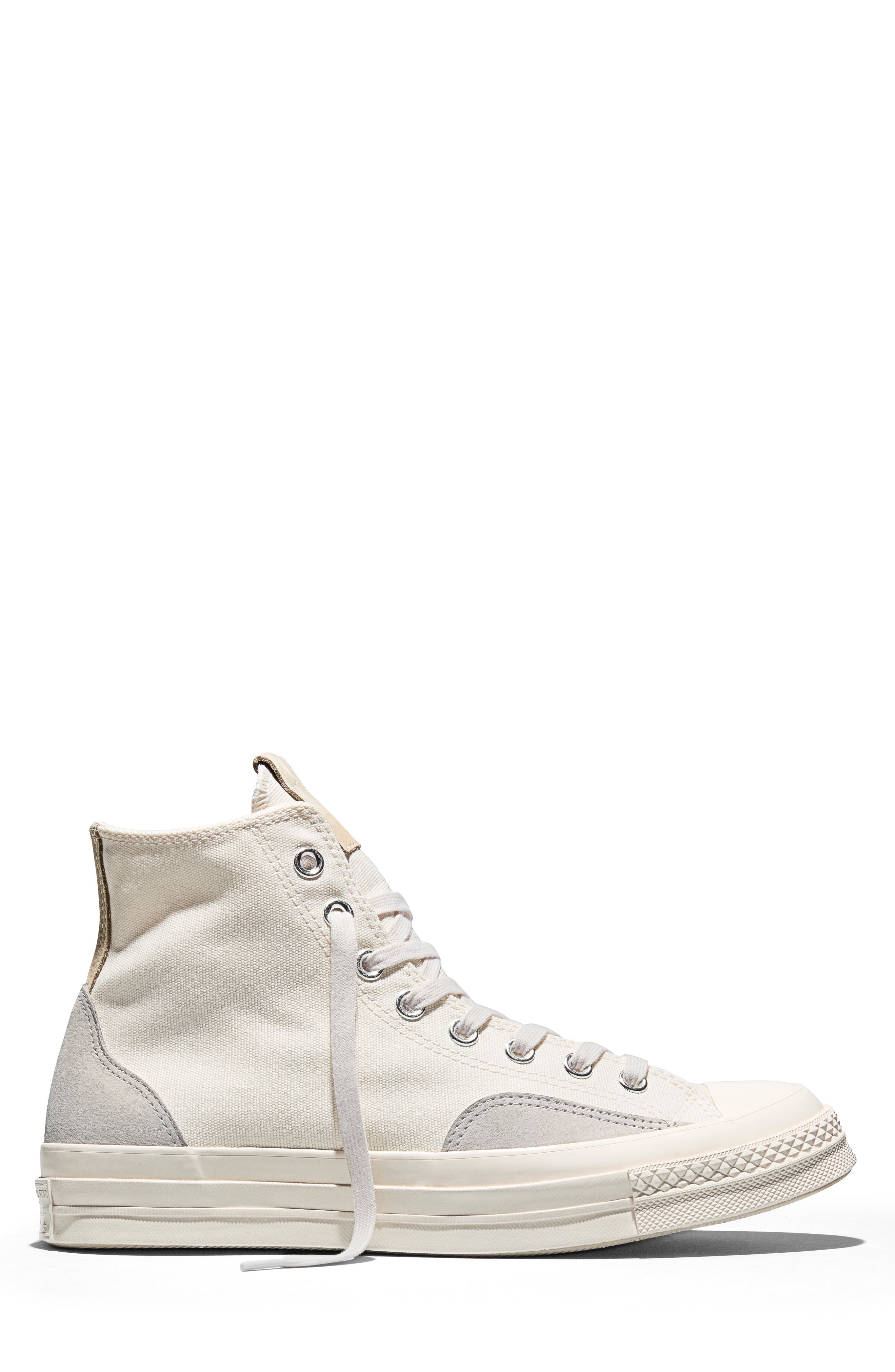 Converse Chuck 70 Canvas & Suede High Top Sneaker, Alternate, color, Vintage White/ Egret/ Papyrus