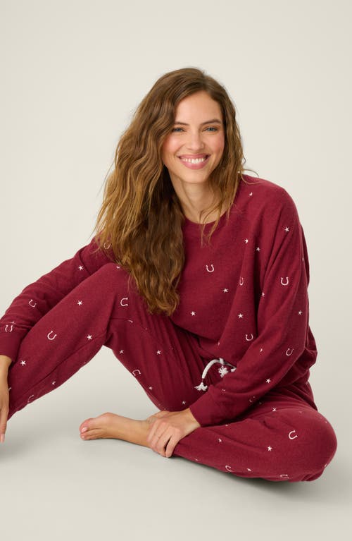 Pj Salvage Hold Your Horses Fleece Pajamas In Burgundy