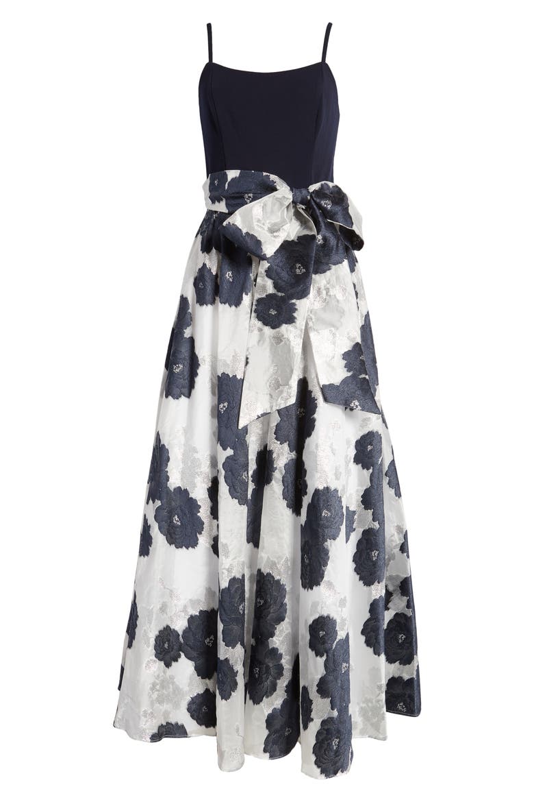 Floral Jacquard Ballgown, Alternate, color, NAVY