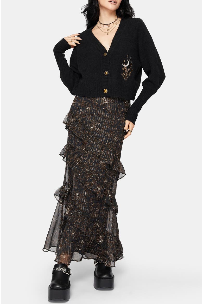 Abellona Balloon Sleeve Knit Cardigan, Alternate, color, Black