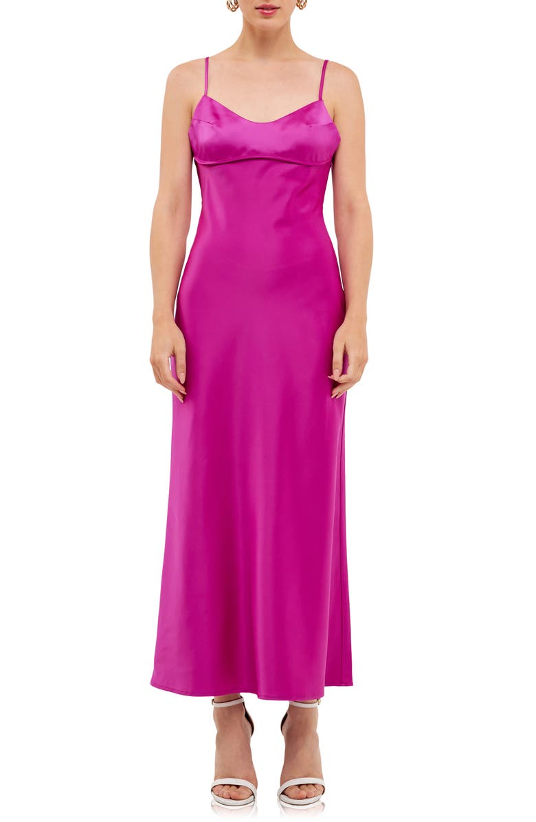 Endless Rose Cutout Back Satin Midi Dress, Main, color,