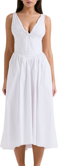Emmelina Sleeveless Stretch Poplin Midi Dress