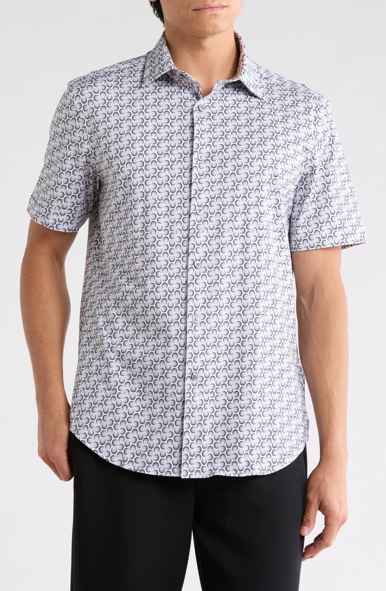 Bugatchi Short Sleeve Woven T-Shirt, Main, color, Zinc