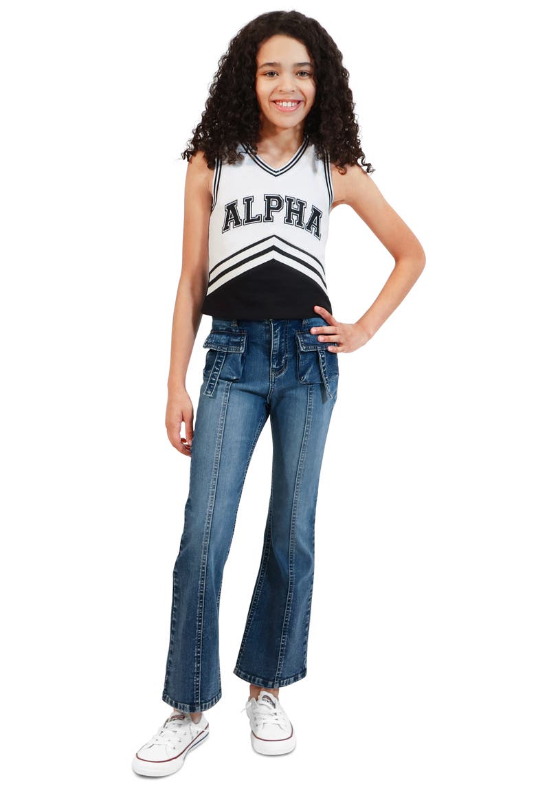 Kids' Seamed Flare Jeans, Alternate, color, DENIM