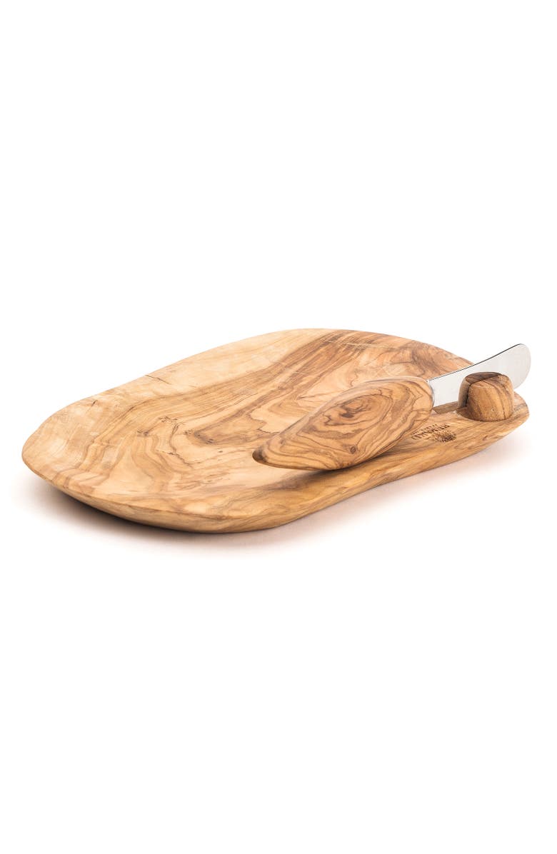 Berard France Olive Wood Handcrafted Butter Dish & Knife, Alternate, color, Brown