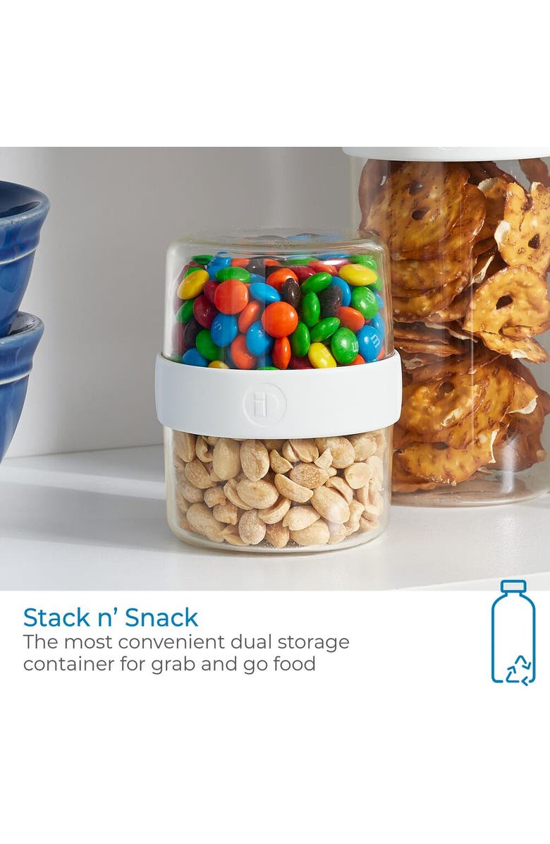 iDesign Small Stack 'n Snack Food Containers - Stackable Snack Containers - Set of 4 - Clear/White, Alternate, color,