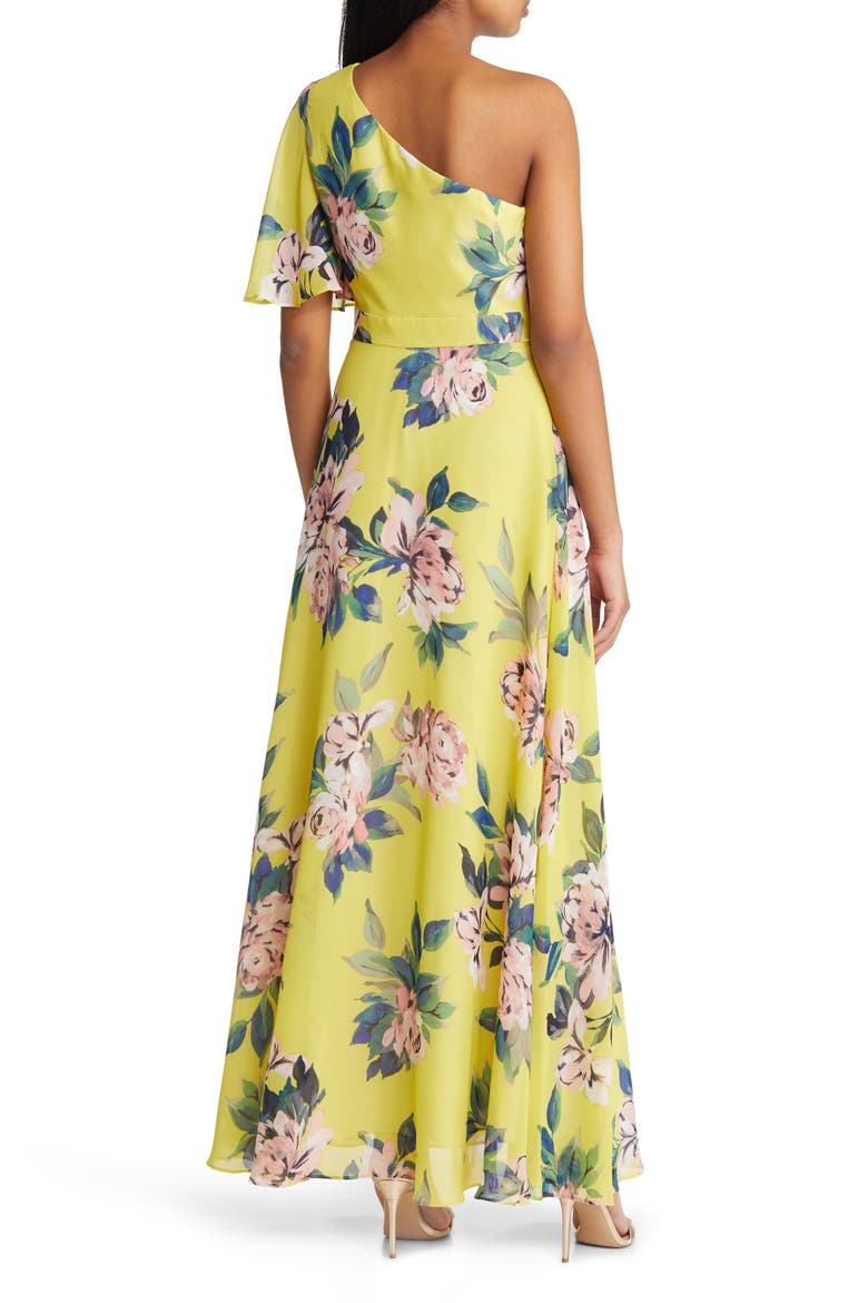 One-Shoulder Flutter Sleeve Maxi Dress, Alternate, color, YELLOW