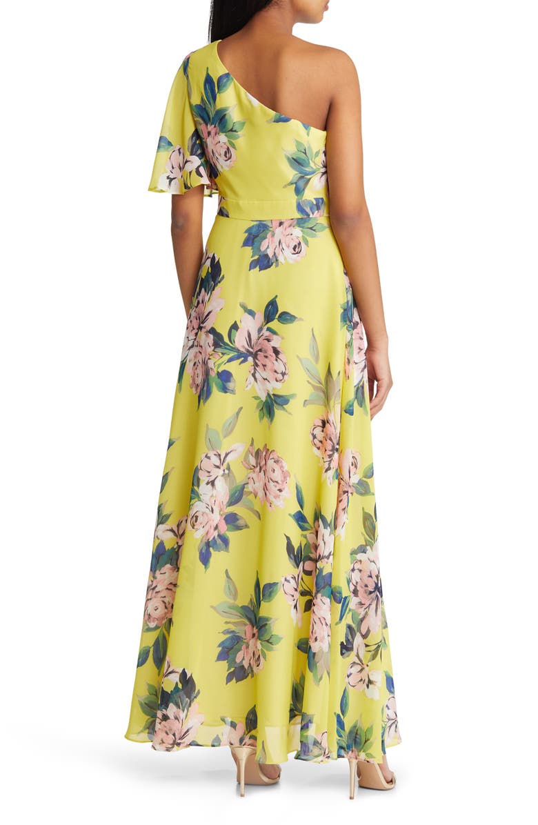 Eliza J One-Shoulder Flutter Sleeve Maxi Dress, Alternate, color, 